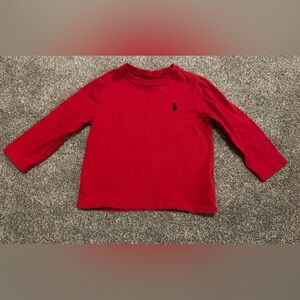 Red Ralph Lauren long sleeve t shirt 18 months 18m 100% cotton Navy logo